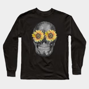 Skull with sunflowers Long Sleeve T-Shirt